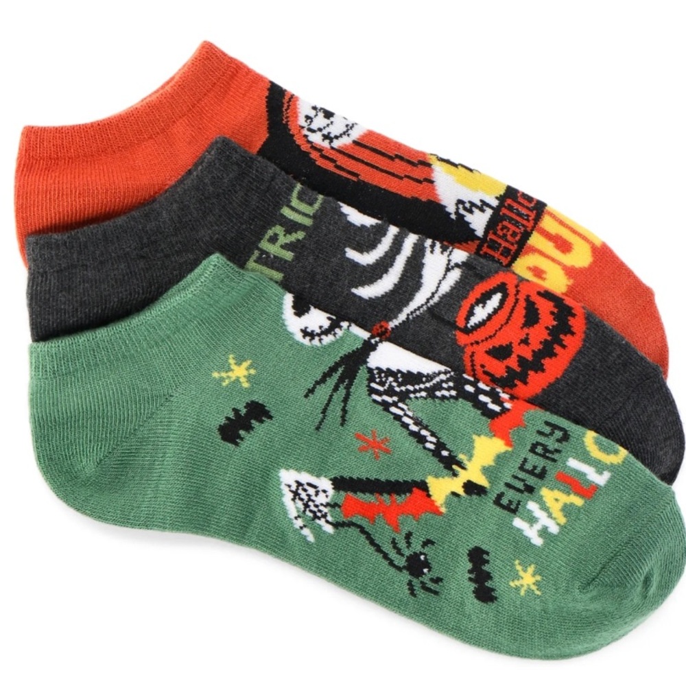 Disney Nightmare Before Christmas, Women's Halloween No-Show Socks, 3-Pack